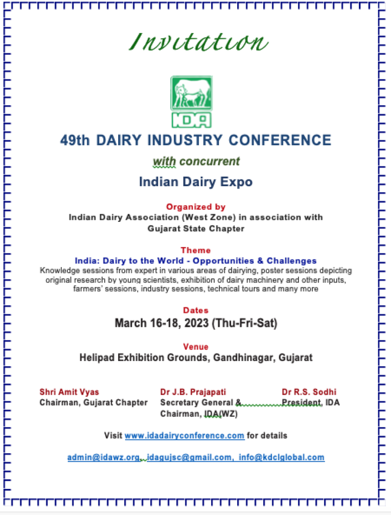 49th Dairy Industry Conference from 16-18th March 2023 launched - Dairy News 7X7